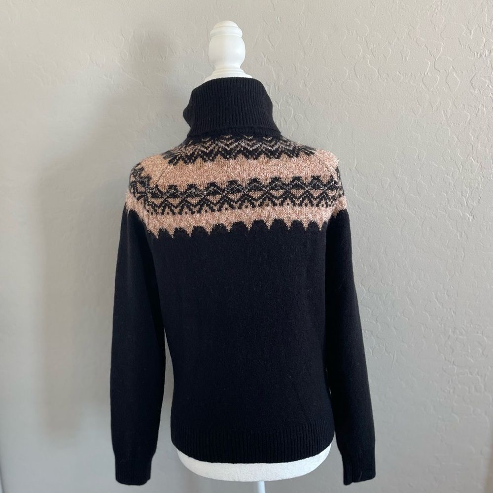SALE - NWT Ann Taylor Black Nordic Fair Isle Turtleneck Sweater, Size “XS” - Picture 4 of 8